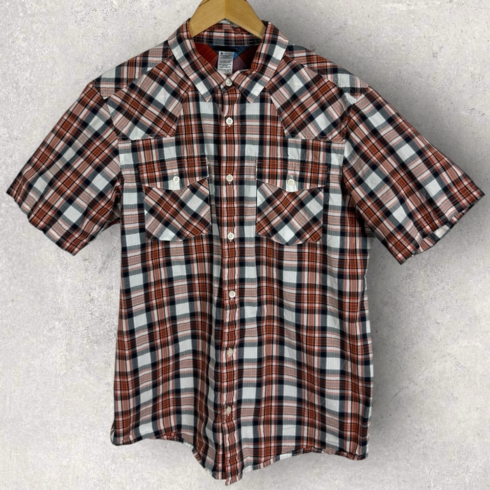 Patagonia Three Trees Plaid Shirt Mens Medium Button Down Short Sleeve Ripstop